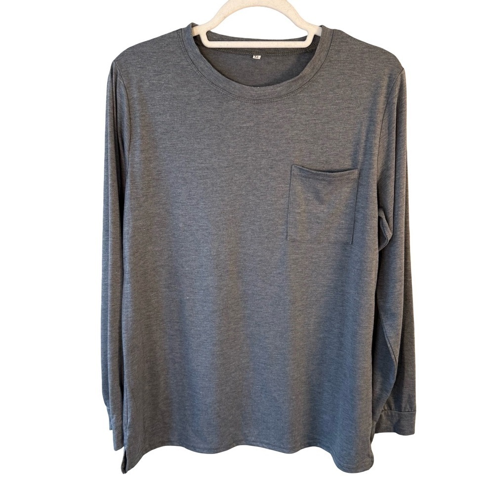 Men's Gray Long Sleeve Shirt Size M Casual Neutral Minimalist Everyday Basic